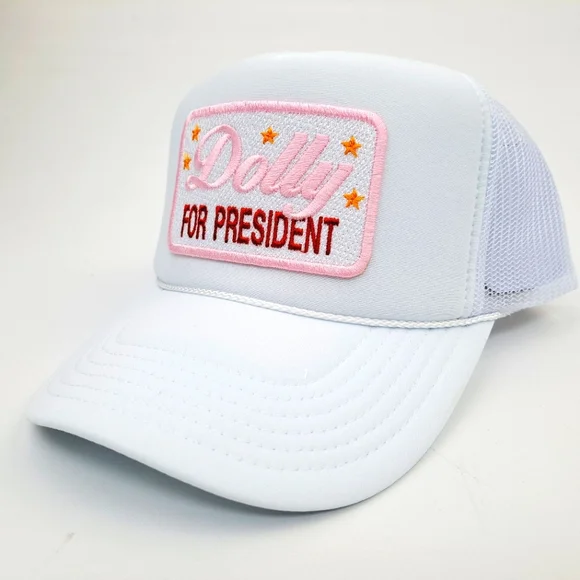 Dolly For President Embroidered patch Foam Trucker Mesh Snapback Cap Hat - Picture 2 of 4